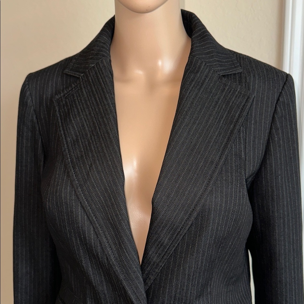 LOFT Charcoal Pinstripe Blazer Size 8 - Picture 5 of 16